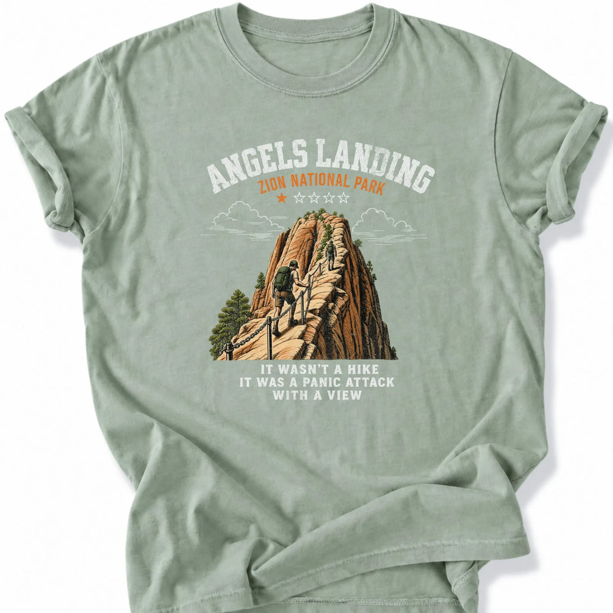 Printify T-Shirt Bay / S 1 star - Angels Landing Panic Attack light shirts