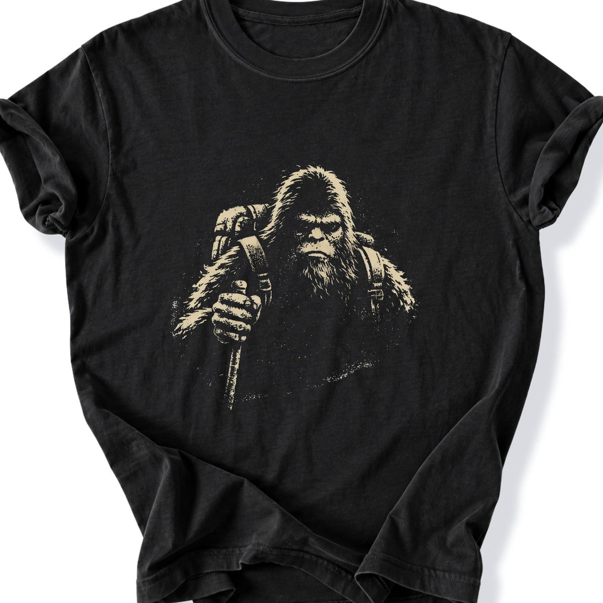 Printify T-Shirt Black / S Gritty Bigfoot Hiking T-Shirt