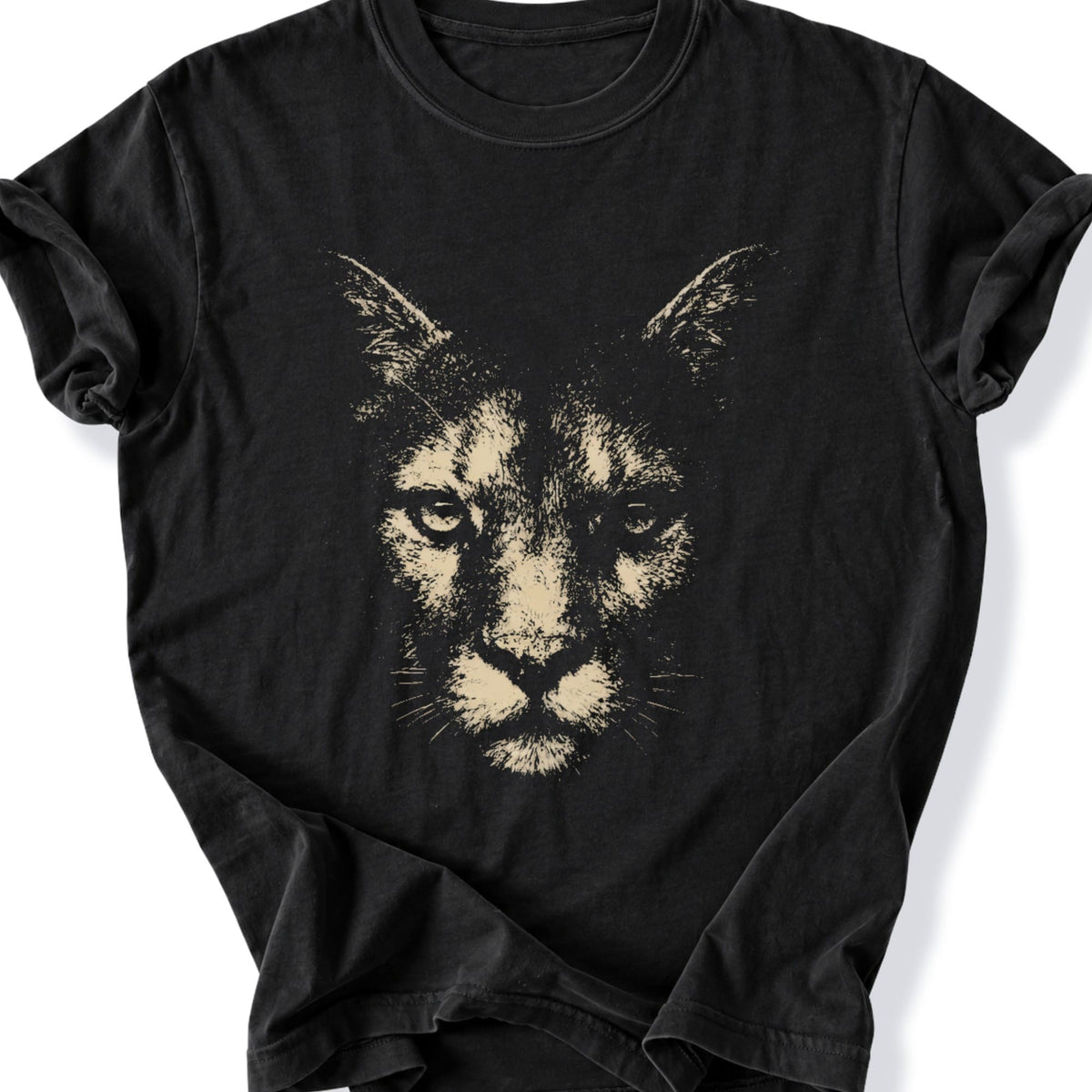 Printify T-Shirt Black / S Gritty Lion T-Shirt