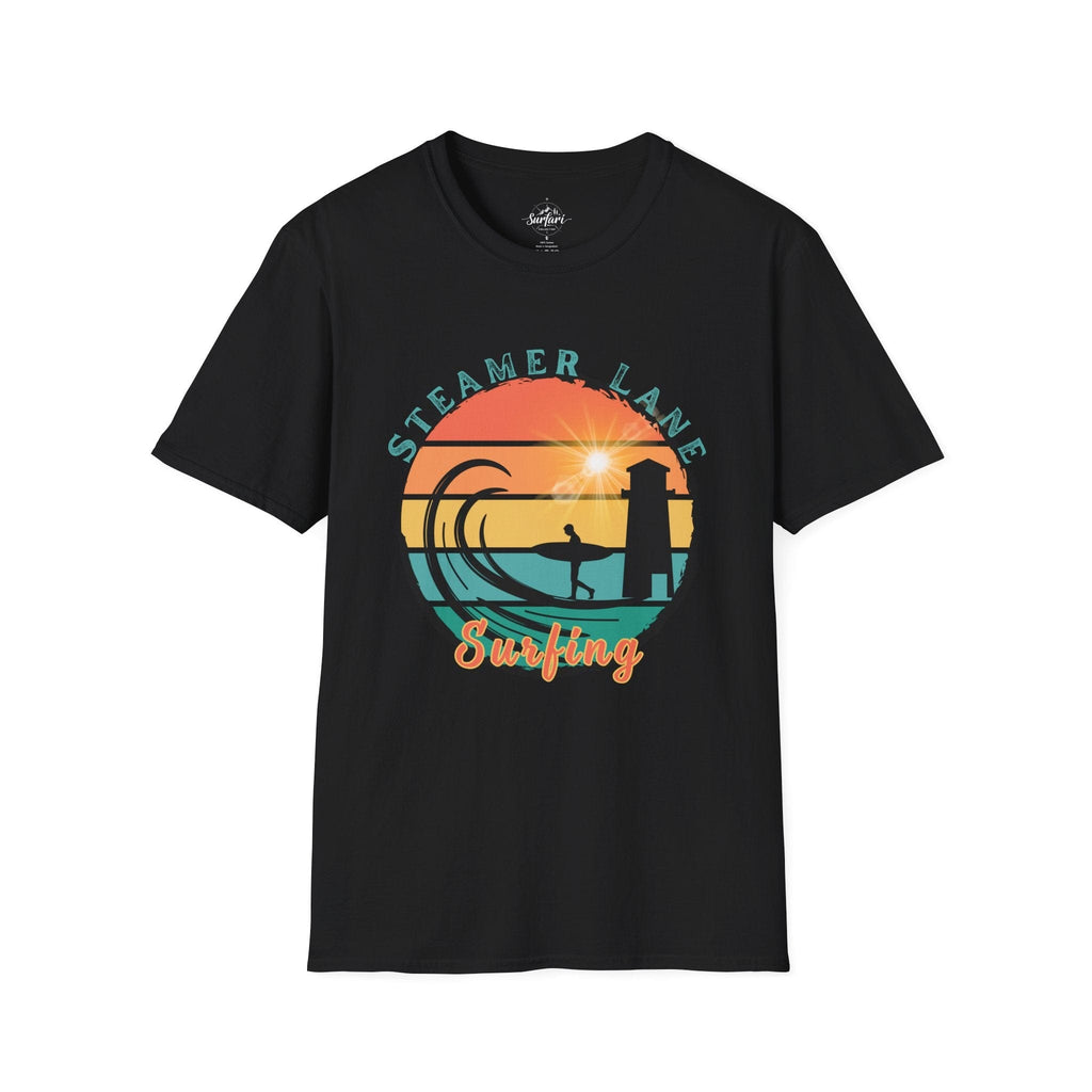 Printify T-Shirt Black / S Pleasure Point Surfing T-Shirt