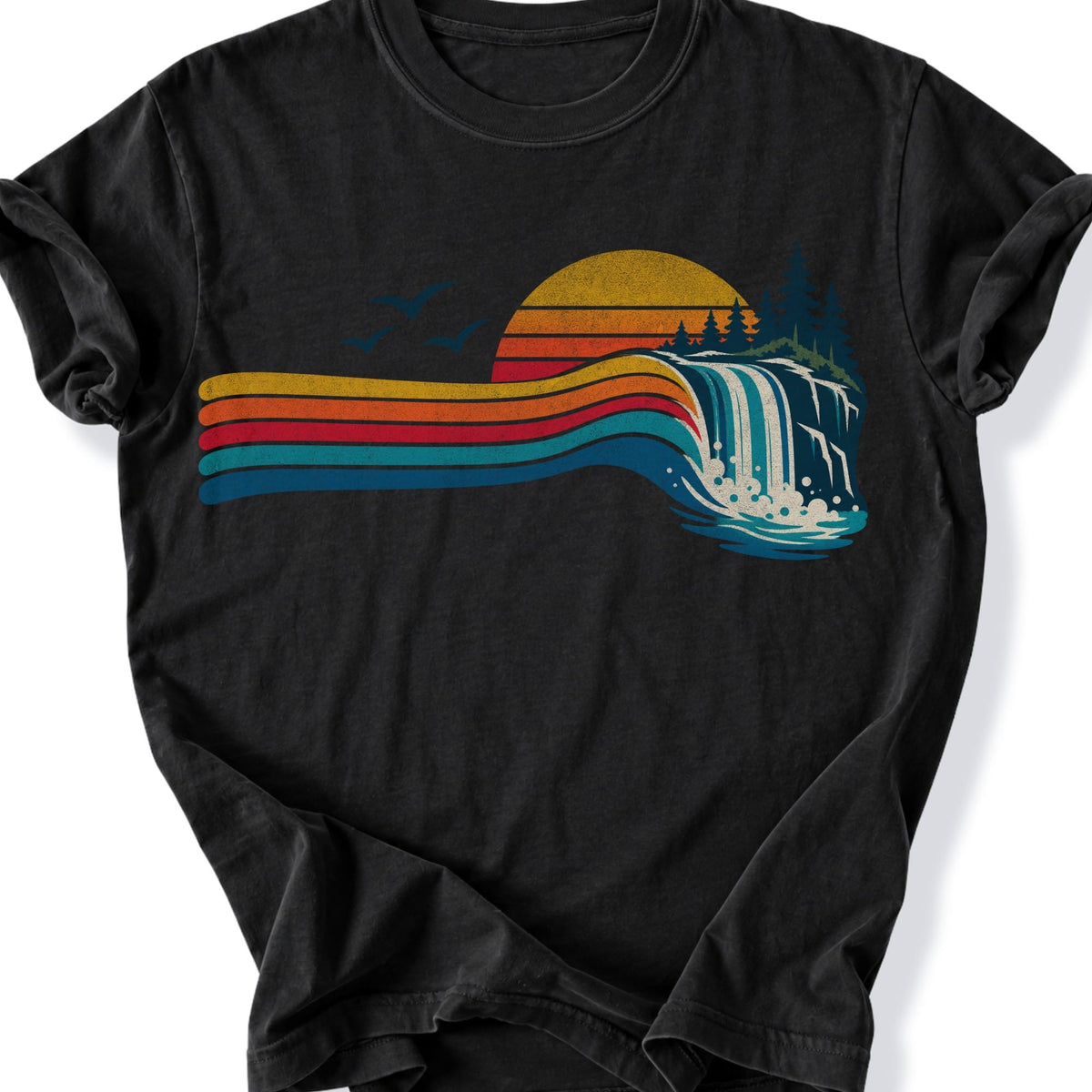 Printify T-Shirt Black / S Waterfall Flow T-Shirt T-Shirt
