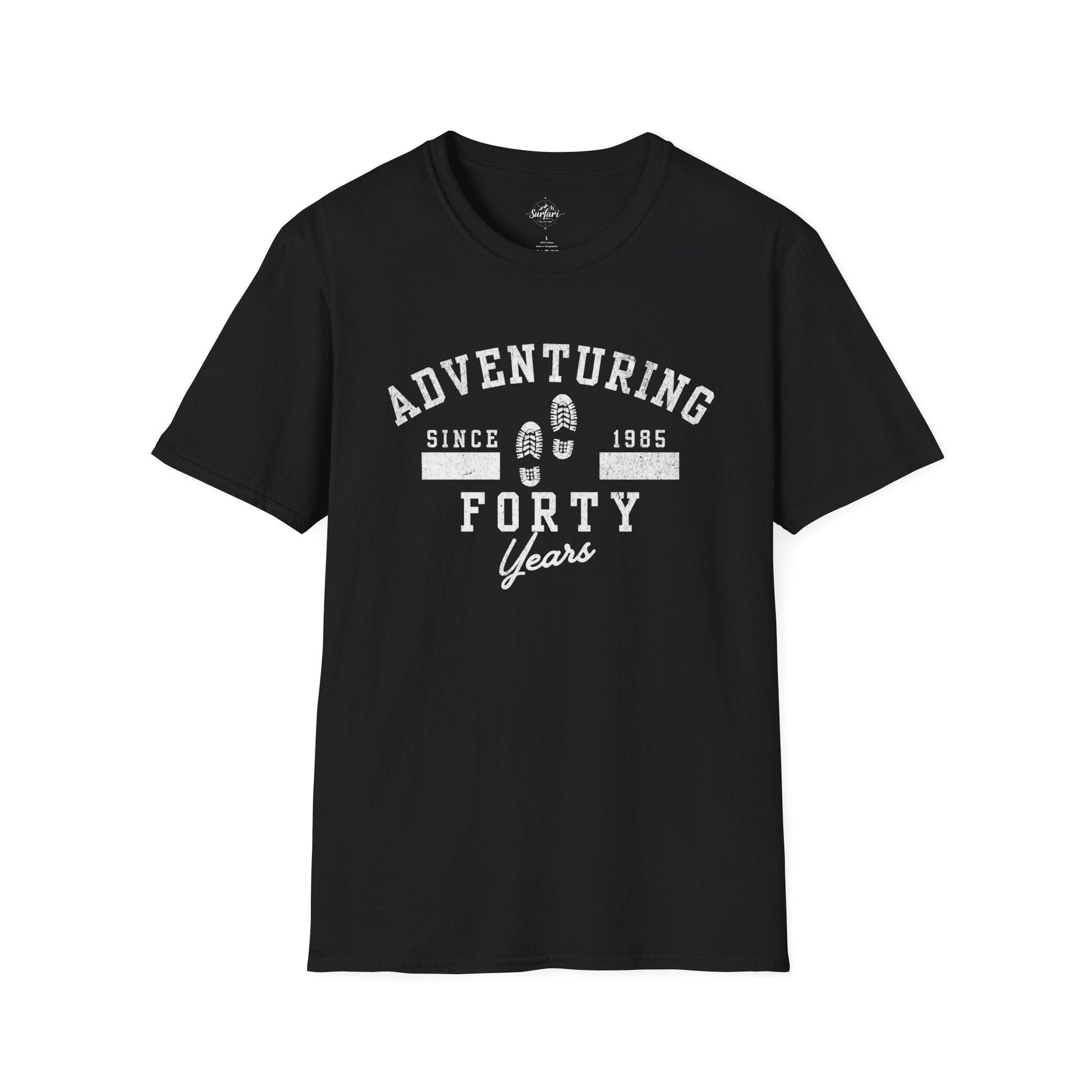 Printify T-Shirt Black / XS Adventuring Since 1985