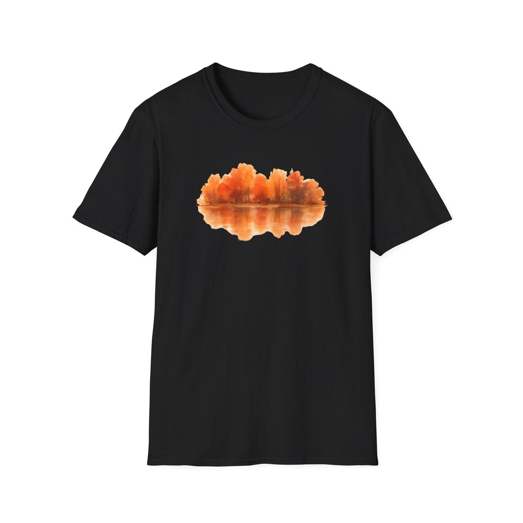 Printify T-Shirt Black / XS Autumn Lake Reflection T-Shirt