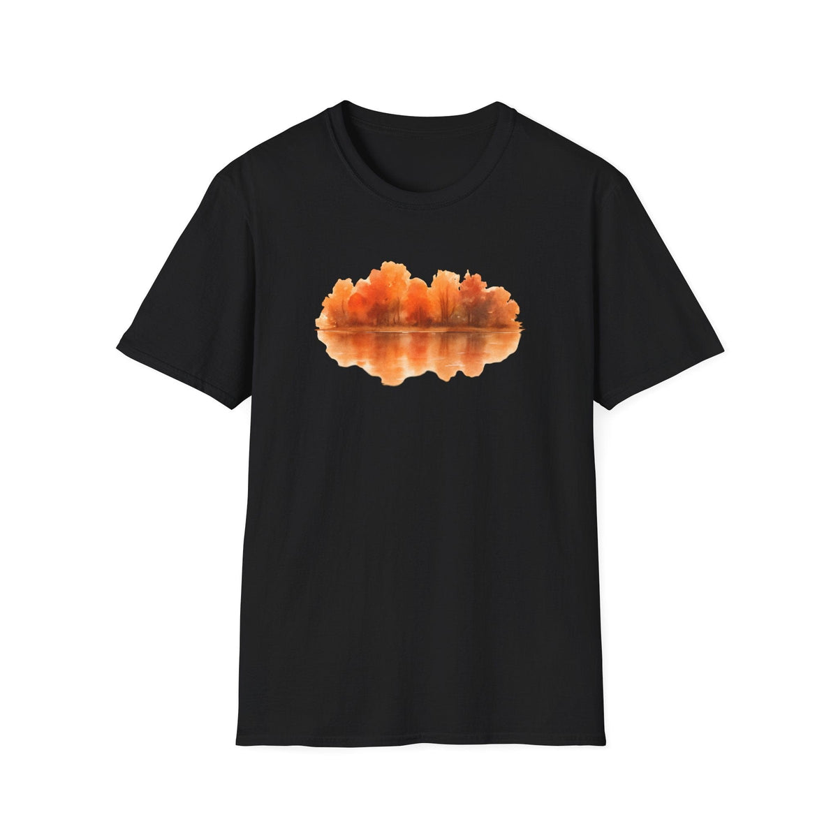 Printify T-Shirt Black / XS Autumn Lake Reflection T-Shirt