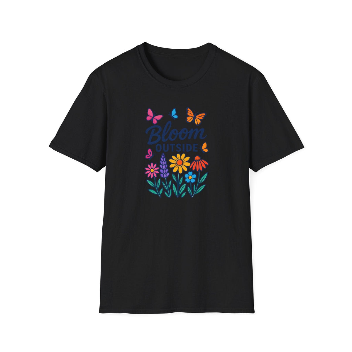 Printify T-Shirt Black / XS Bloom Outside Flowers T-Shirt