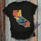 Printify T-Shirt Black / XS California Floral Whales