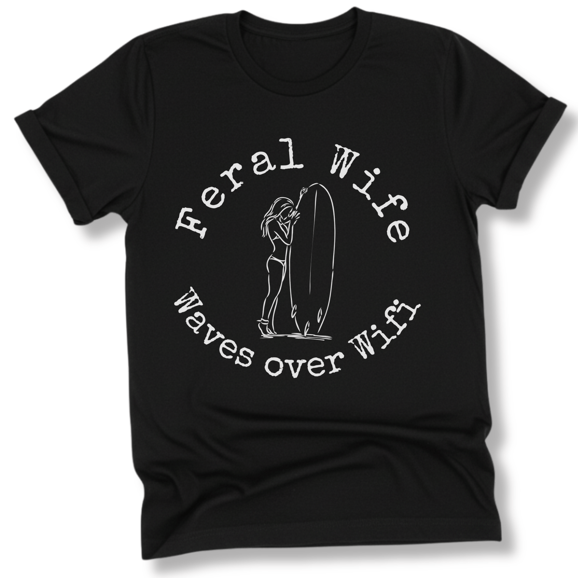 Printify T-Shirt Black / XS Feral Wife, Waves over Wifi Design