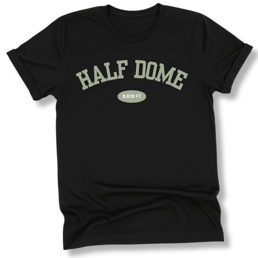 Printify T-Shirt Black / XS Half Dome 8,839 FT Varsity
