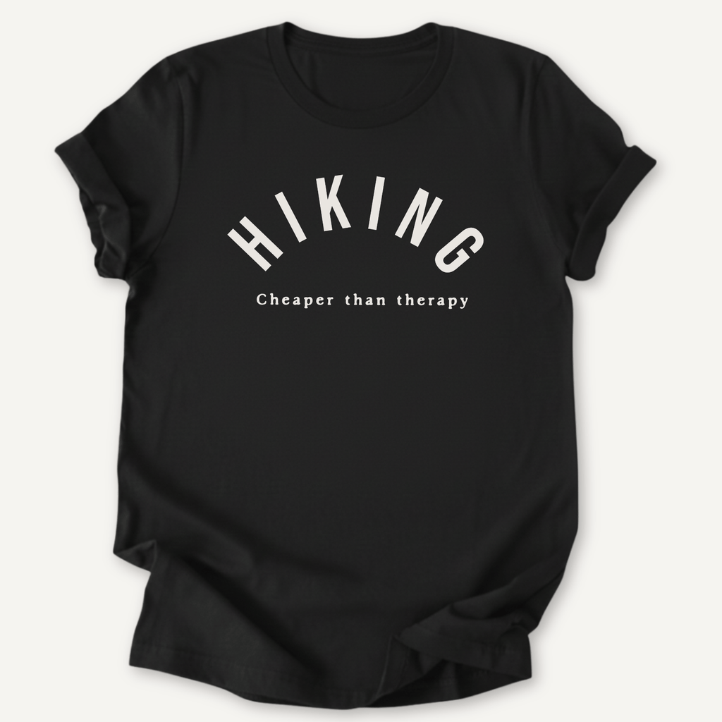 Printify T-Shirt Black / XS Hiking  Cheaper Than Therapy