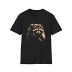 Printify T-Shirt Black / XS Hiking Raccoon