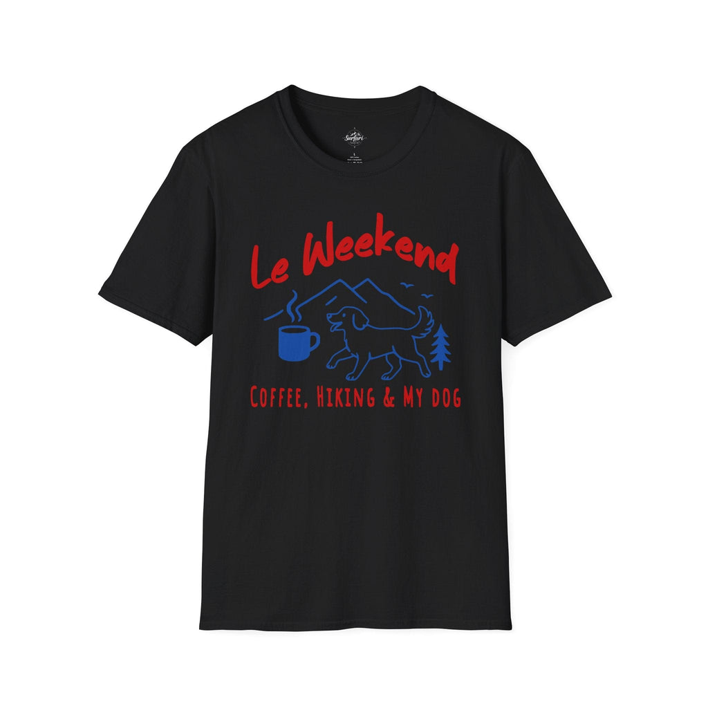Printify T-Shirt Black / XS Le Weekend Coffee, Hiking & My Dog
