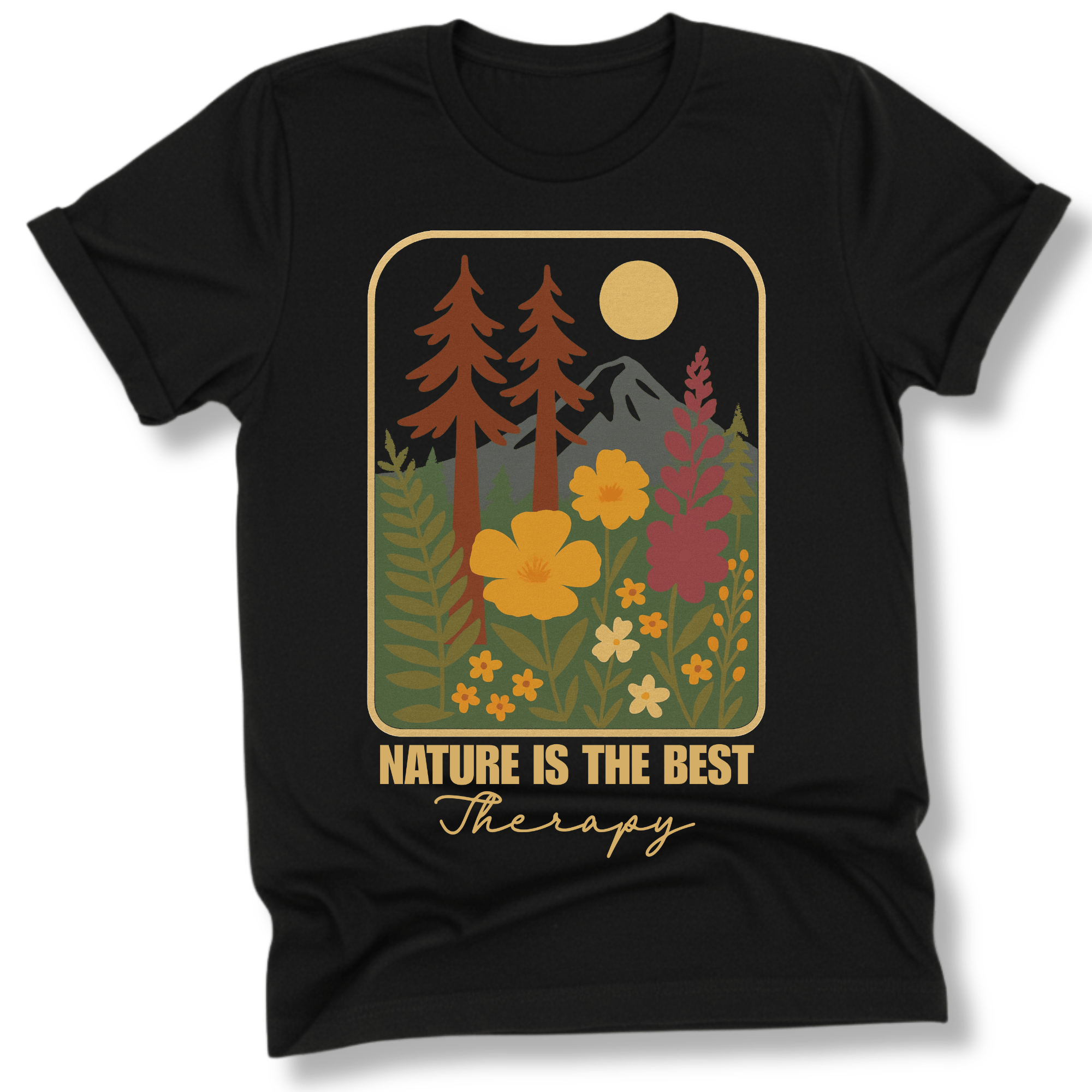 Printify T-Shirt Black / XS Nature is my therapy