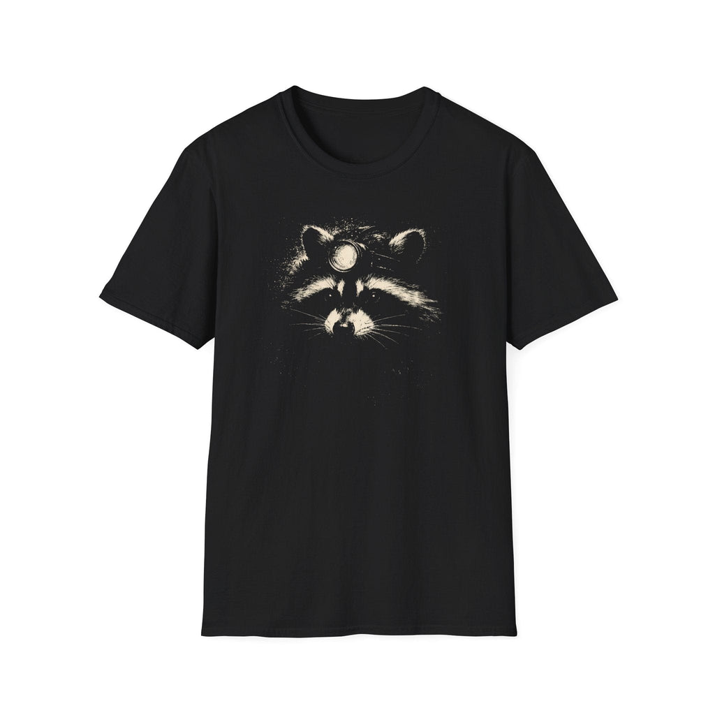 Printify T-Shirt Black / XS Night Hike Raccoon