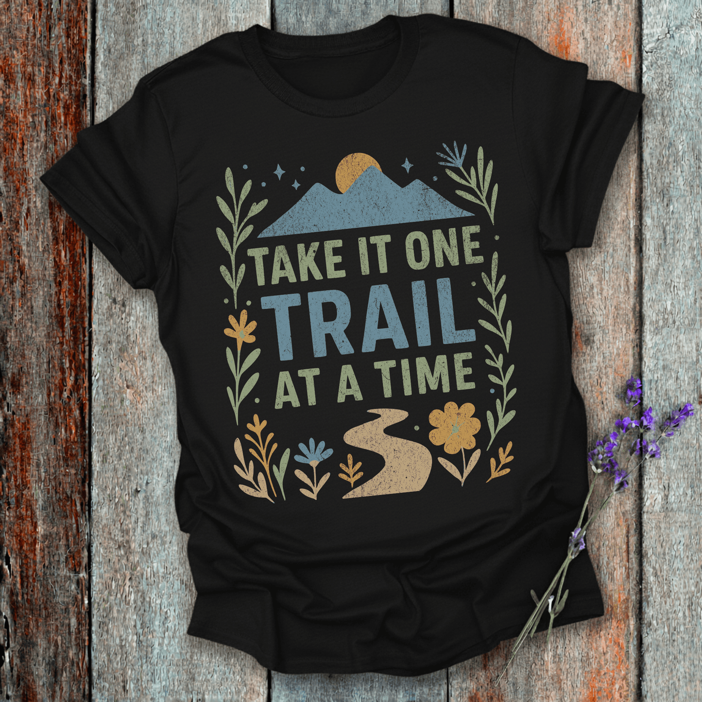 Printify T-Shirt Black / XS One trail at a time