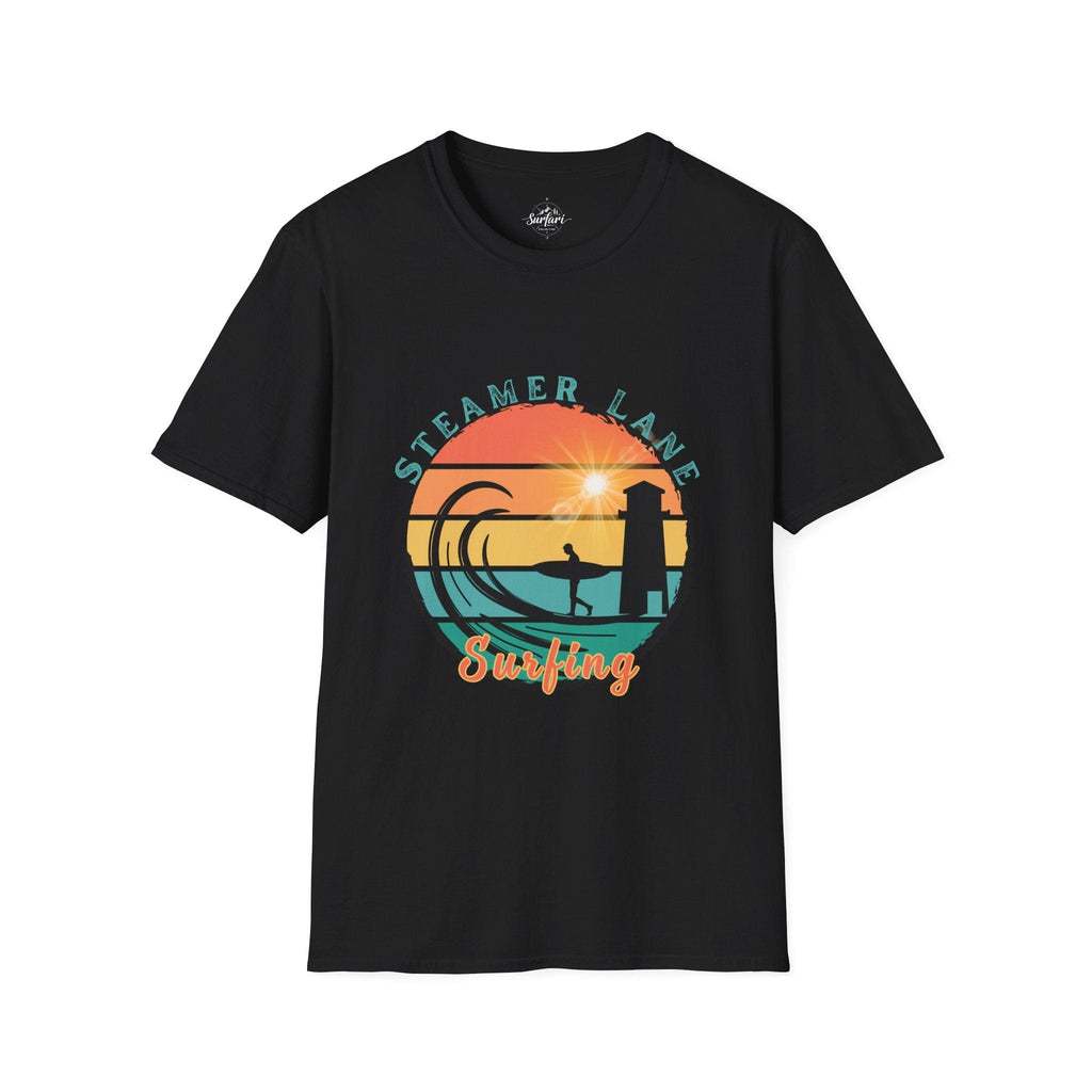 Printify T-Shirt Black / XS Pleasure Point Surfing T-Shirt
