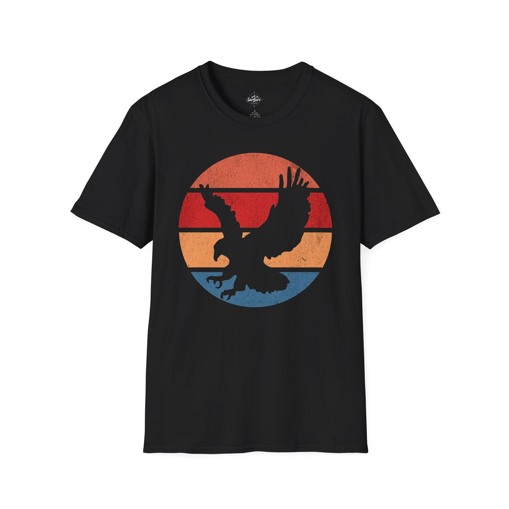 Printify T-Shirt Black / XS Retro Sunset Bald Eagle