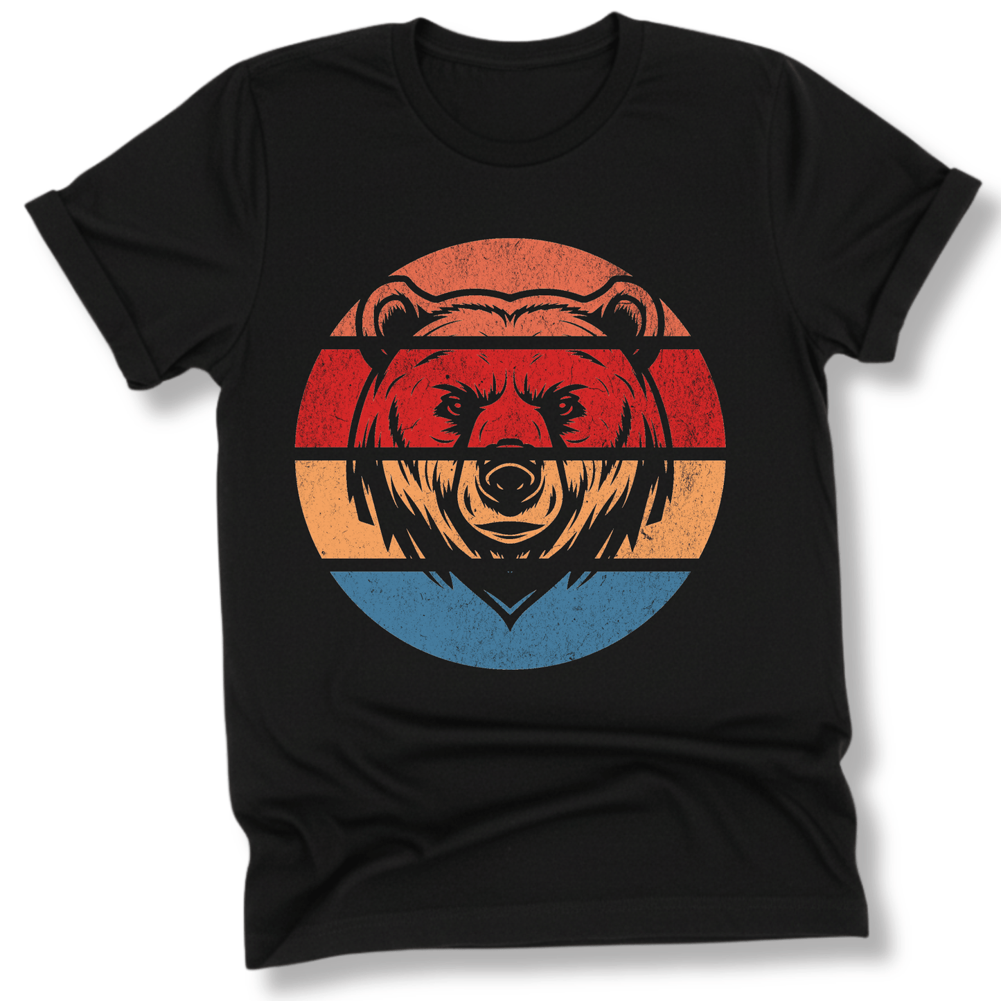 Printify T-Shirt Black / XS Retro Sunset Bear
