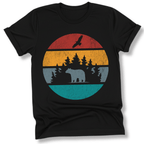 Printify T-Shirt Black / XS Retro Sunset California Bear