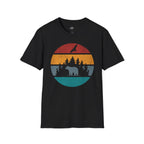 Printify T-Shirt Black / XS Retro Sunset California Bear