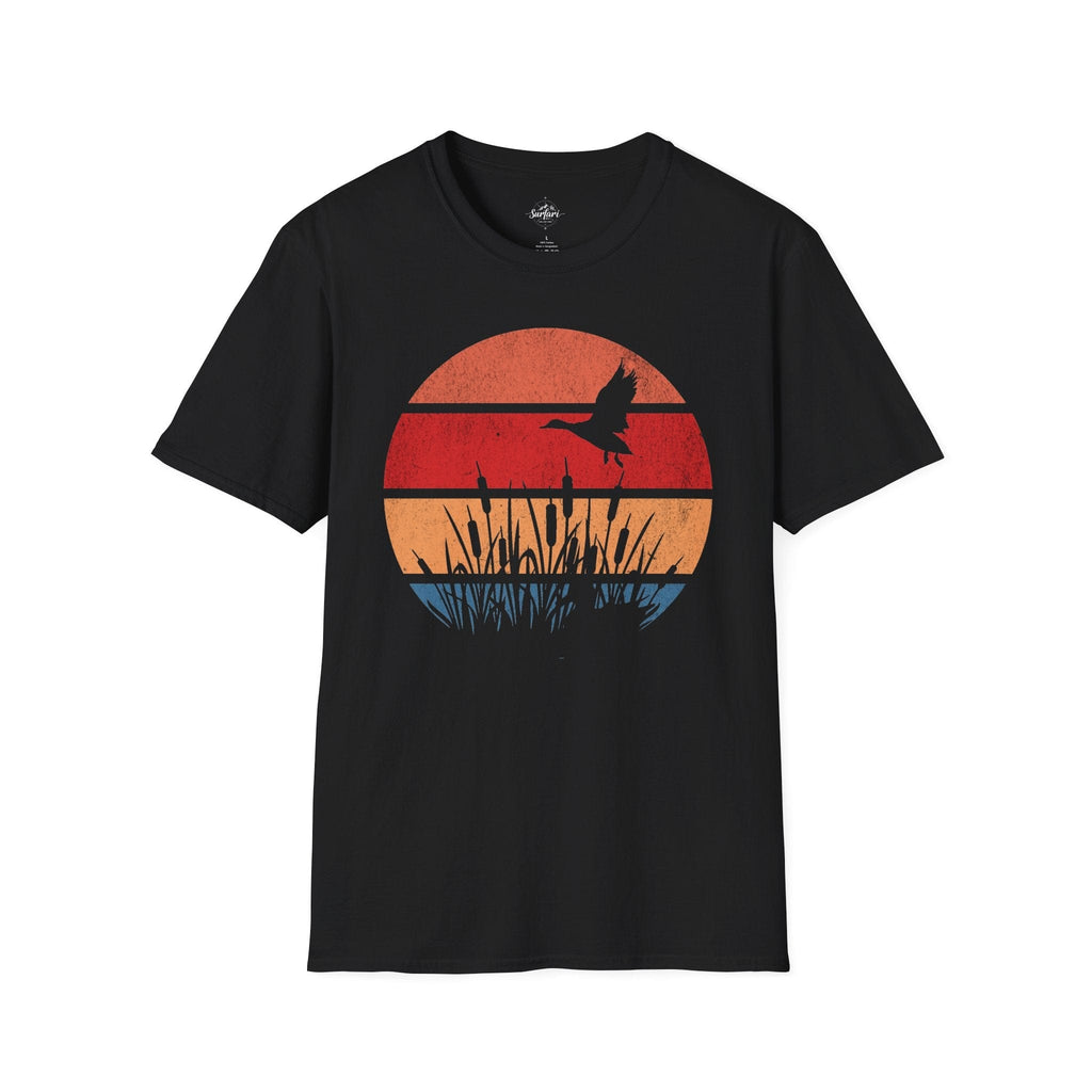 Printify T-Shirt Black / XS Retro Sunset Duck