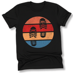 Printify T-Shirt Black / XS Retro Sunset Hiking Footprints