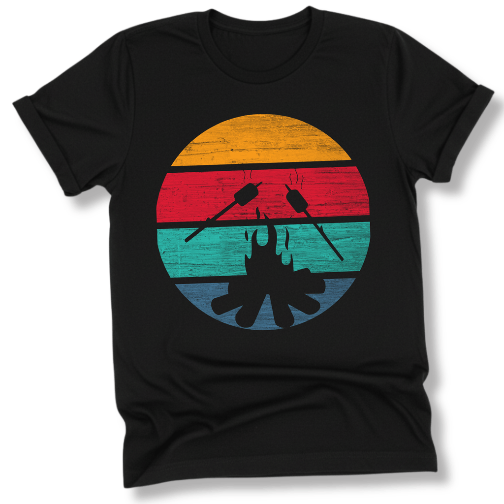 Printify T-Shirt Black / XS Retro Sunset Roasted Marshmallows