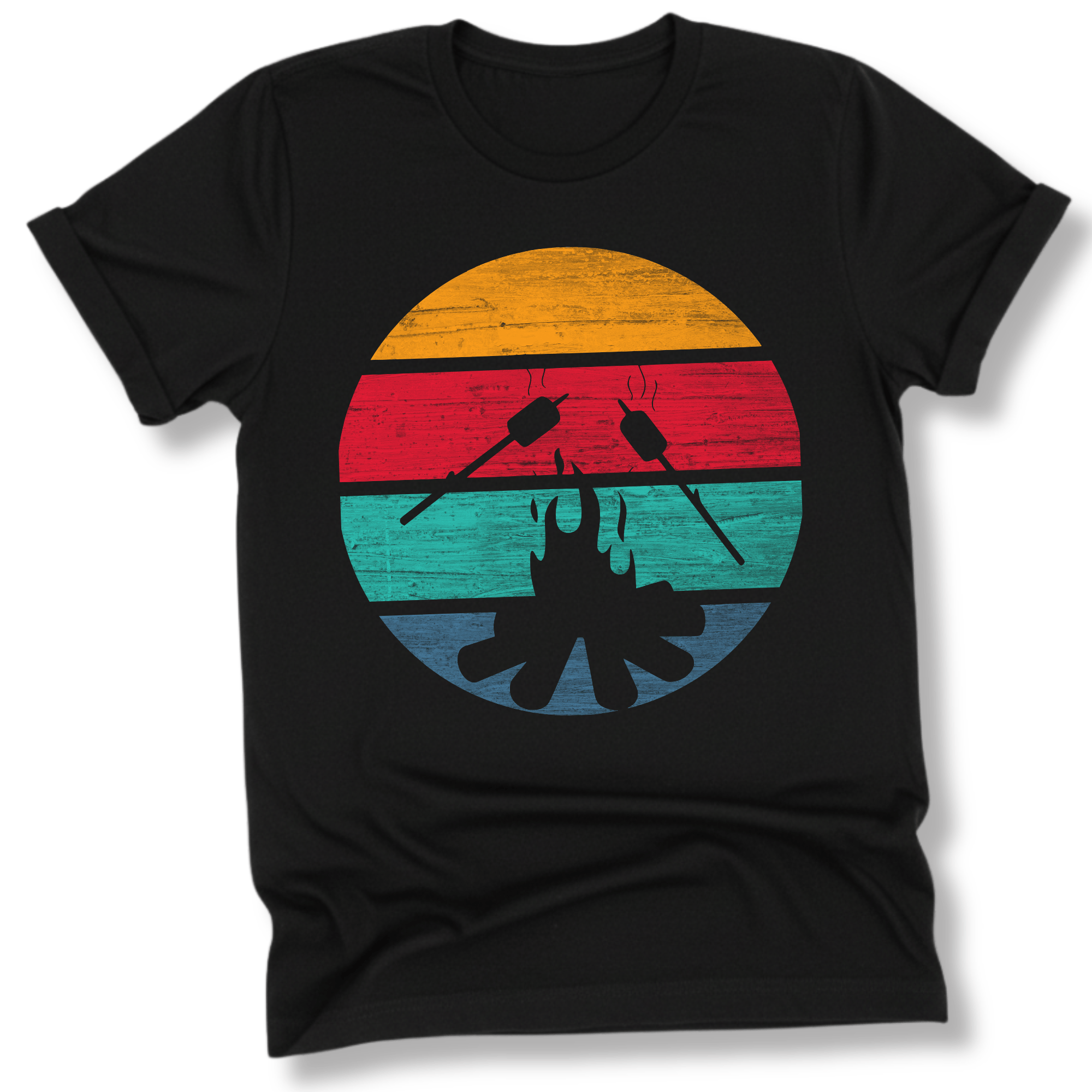 Printify T-Shirt Black / XS Retro Sunset Roasted Marshmallows