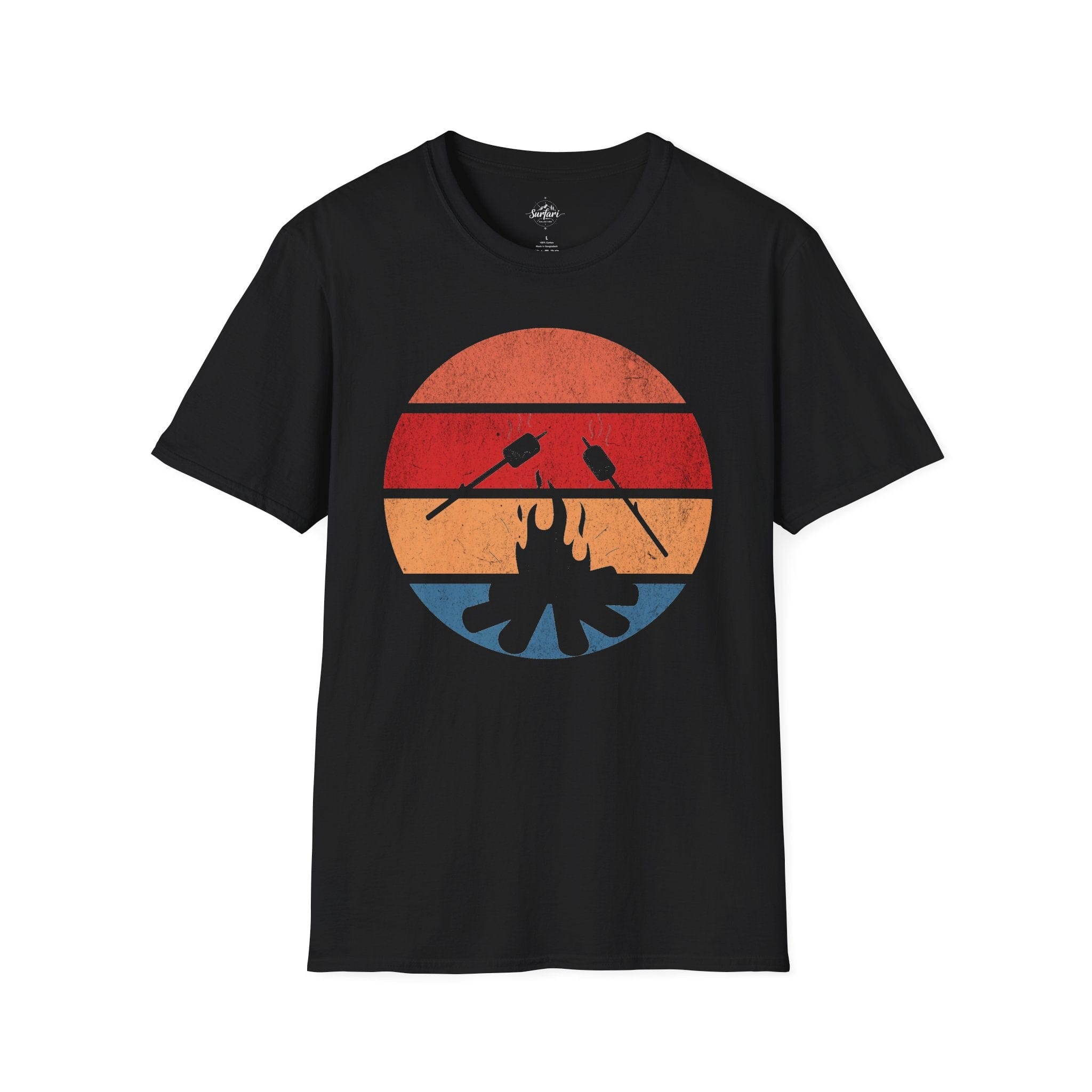 Printify T-Shirt Black / XS Retro Sunset Roasting Marshmallows