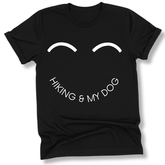 Printify T-Shirt Black / XS Smiley Hiking & My Dog