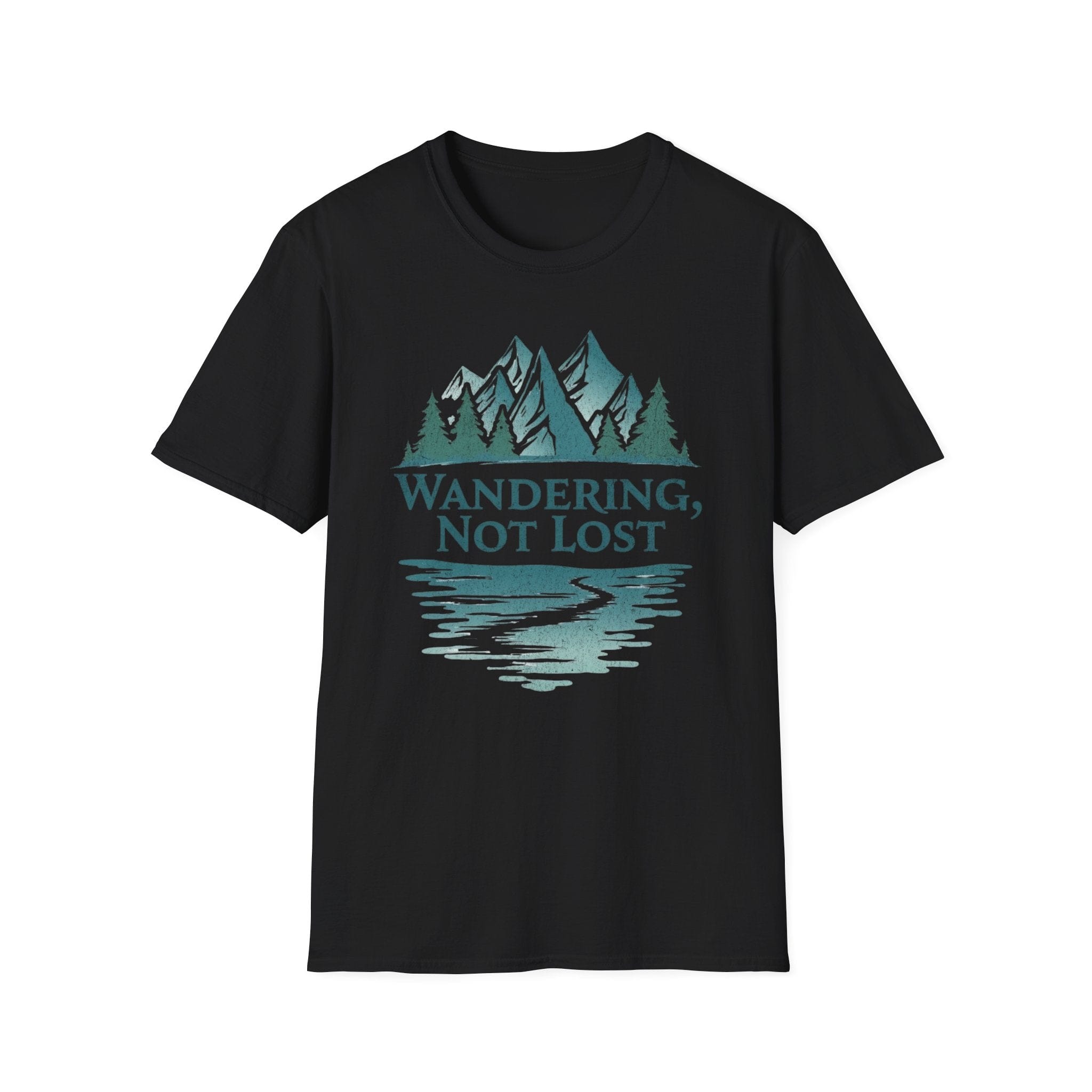 Printify T-Shirt Black / XS Wandering Not Lost T-Shirt, Nature Lover Tee, Adventure Graphic Shirt, Gift for Hikers, Trendy Outdoor Apparel, Camping, Mountain lover