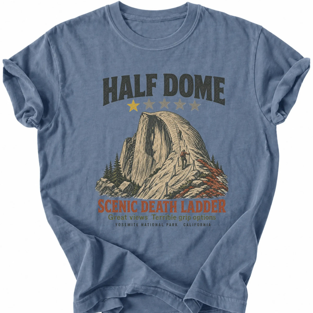 Printify T-Shirt Blue Jean / S 1 star - Half Dome Death Ladder