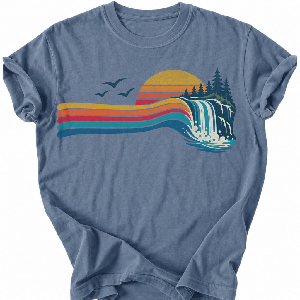 Printify T-Shirt Blue Jean / S Waterfall Flow T-Shirt T-Shirt