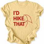 Printify T-Shirt Butter / S I'd Hike that - Hald dome upper case red