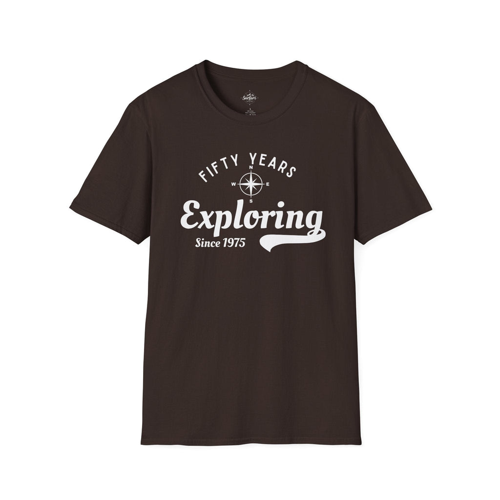 Printify T-Shirt Dark Chocolate / S 50 Years Exploring Since 1975
