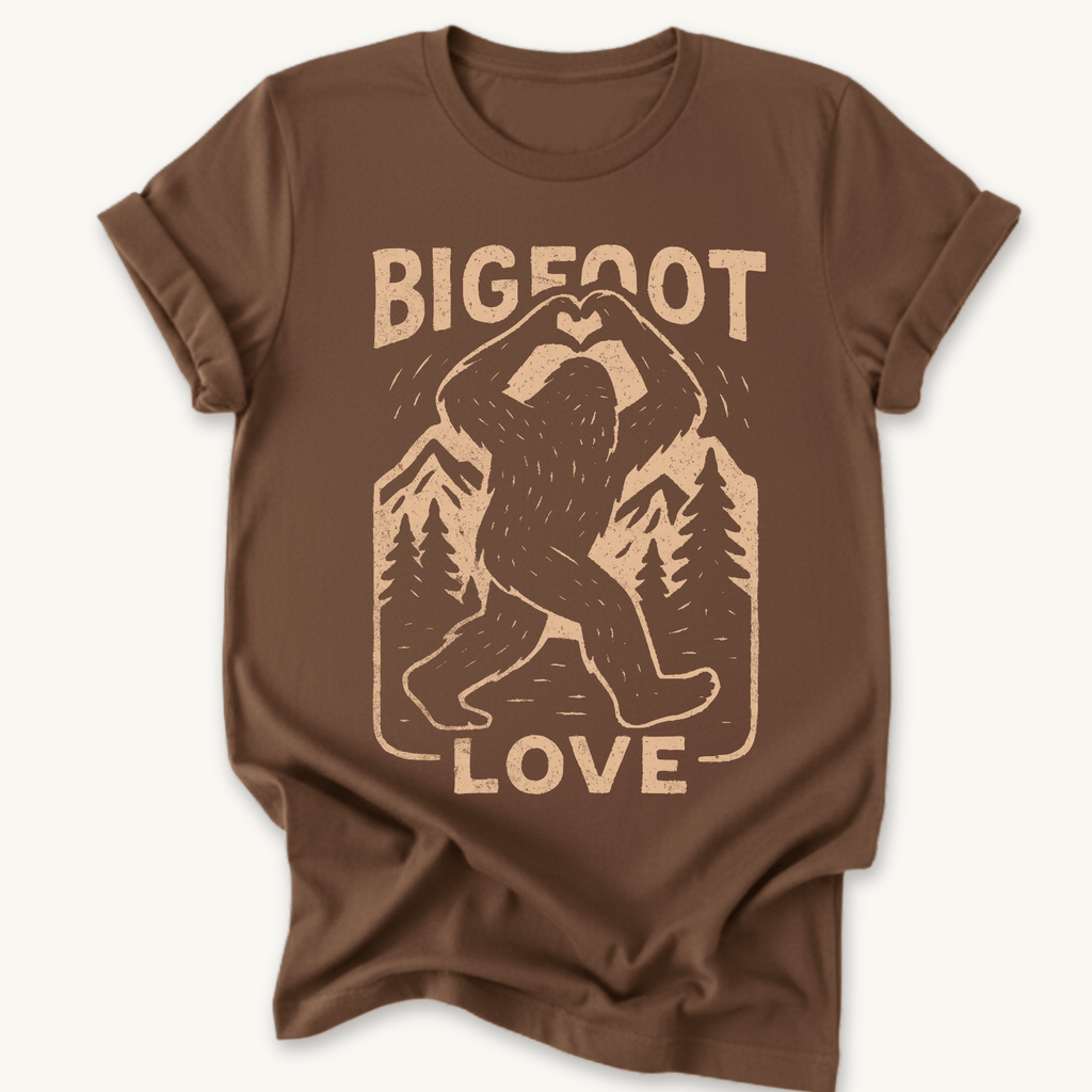 Printify T-Shirt Dark Chocolate / S Big Foot Love Hiking