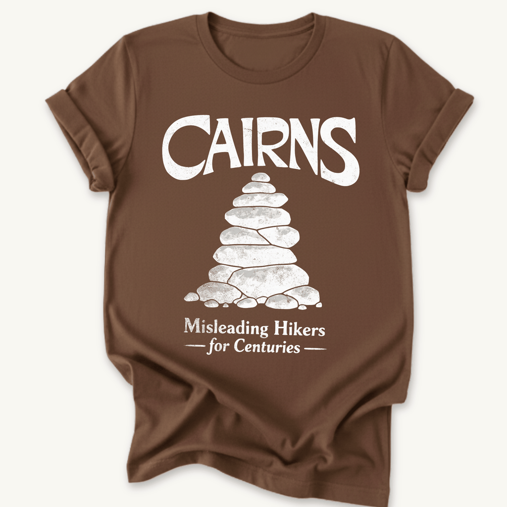 Printify T-Shirt Dark Chocolate / S Cairns Misleading Hikers for Centuries