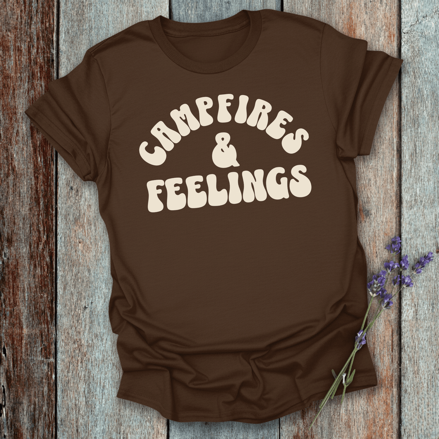 Printify T-Shirt Dark Chocolate / S Campfires & Feelings