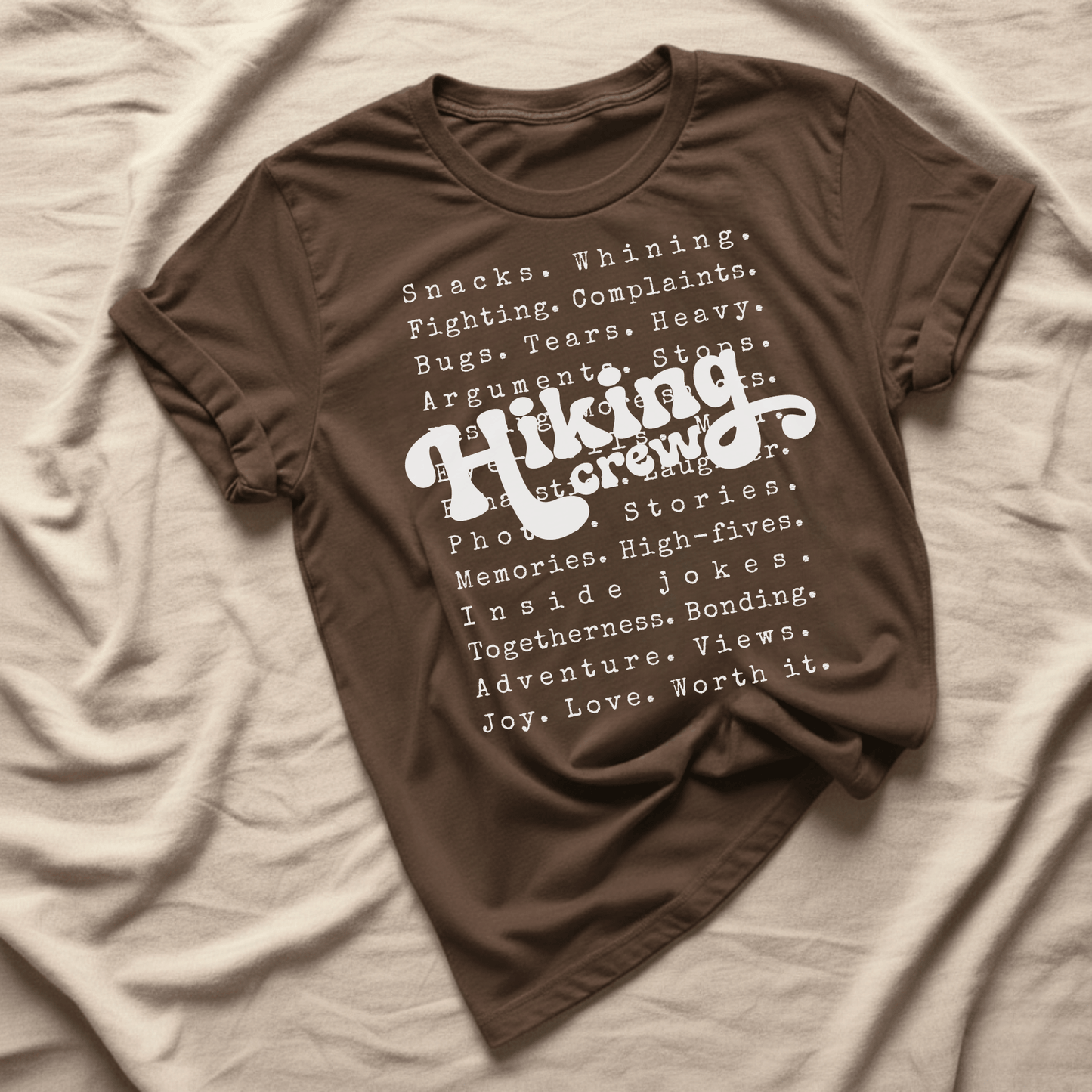Printify T-Shirt Dark Chocolate / S Family Hiking Crew