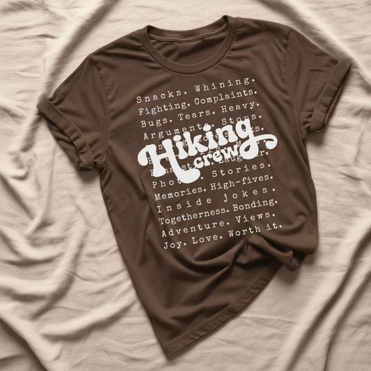 Printify T-Shirt Dark Chocolate / S Family Hiking Crew