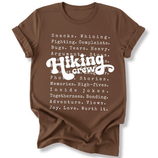 Printify T-Shirt Dark Chocolate / S Family Hiking Crew