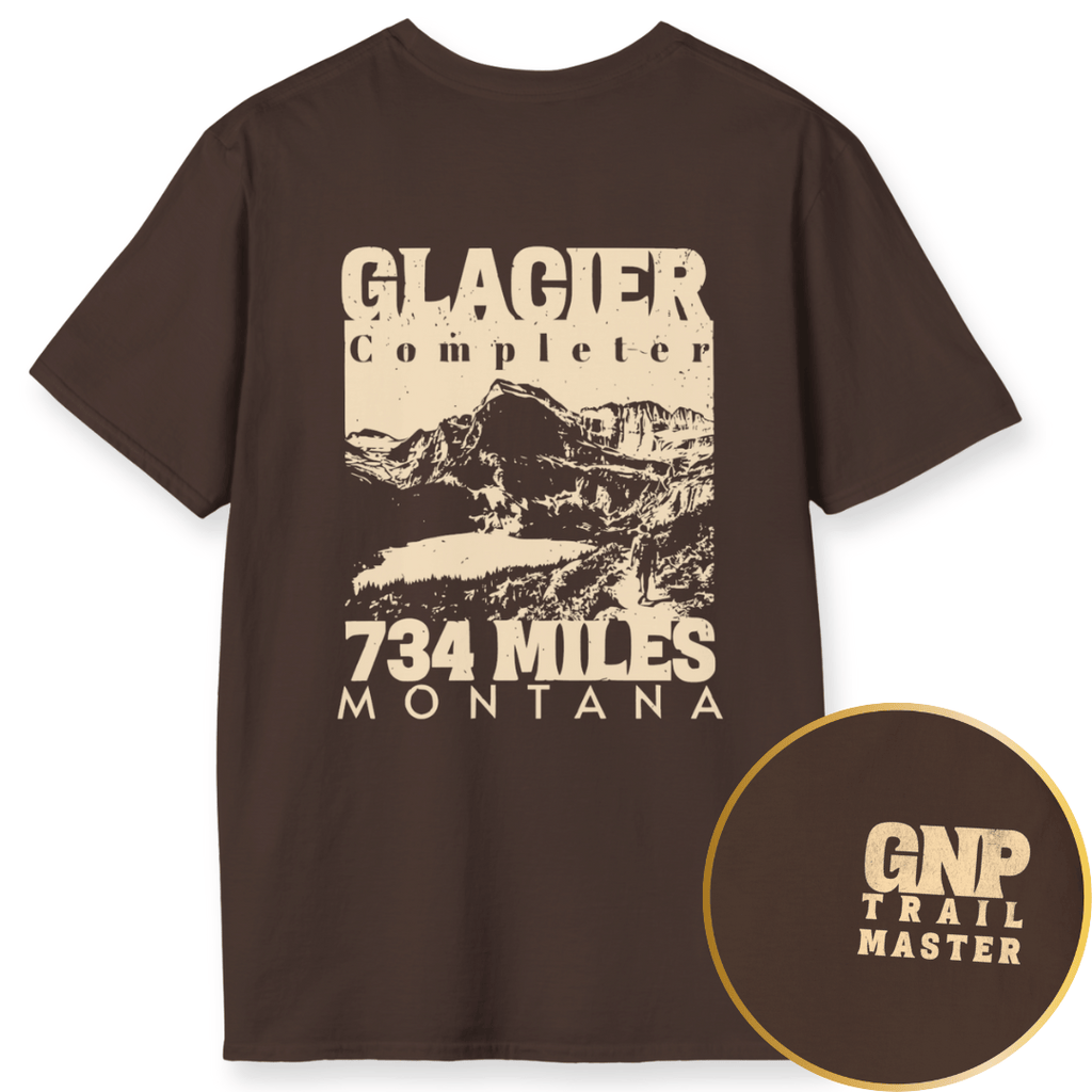 Printify T-Shirt Dark Chocolate / S Glacier National Park Trail Completer