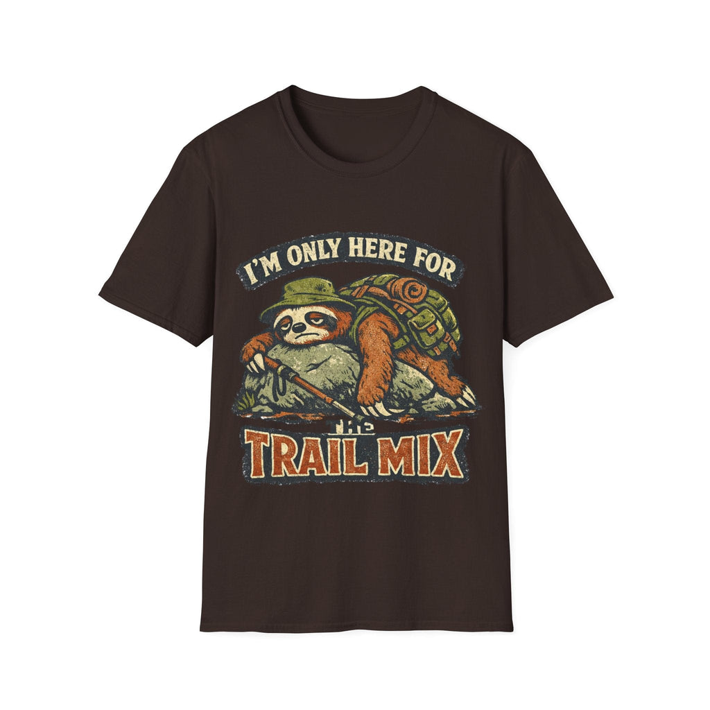 Printify T-Shirt Dark Chocolate / S Here For The Trail Mix