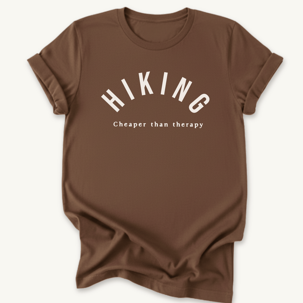 Printify T-Shirt Dark Chocolate / S Hiking  Cheaper Than Therapy
