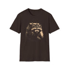 Printify T-Shirt Dark Chocolate / S Hiking Raccoon