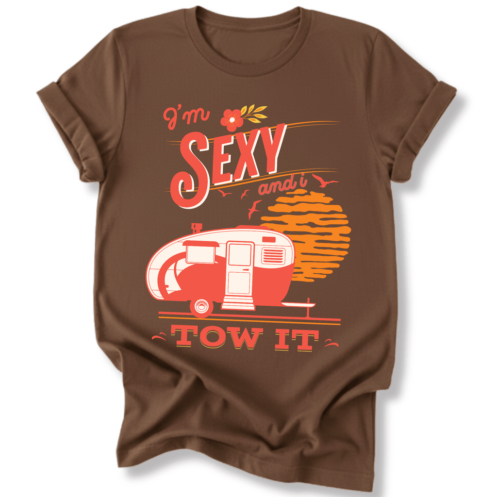 Printify T-Shirt Dark Chocolate / S I'm Sexy and I Tow it
