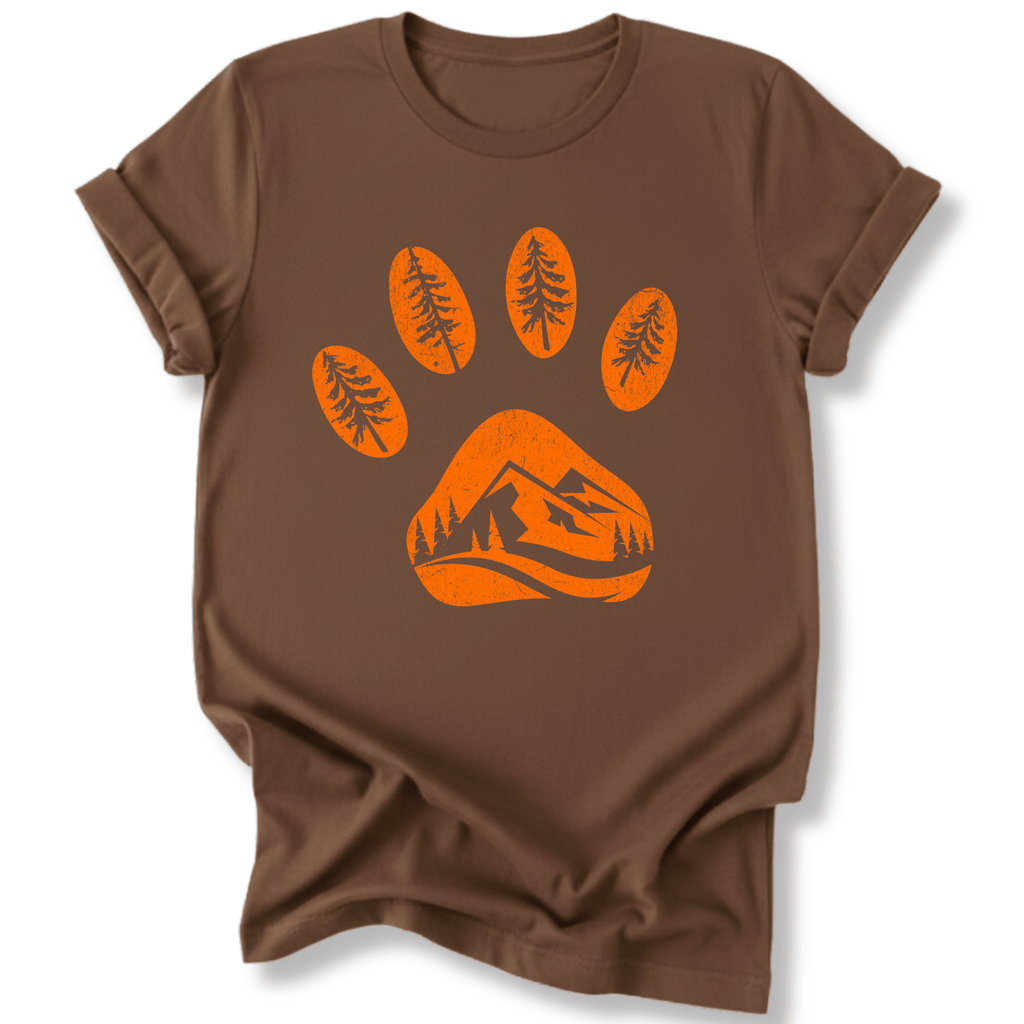 Printify T-Shirt Dark Chocolate / S Mountain Dog paw print