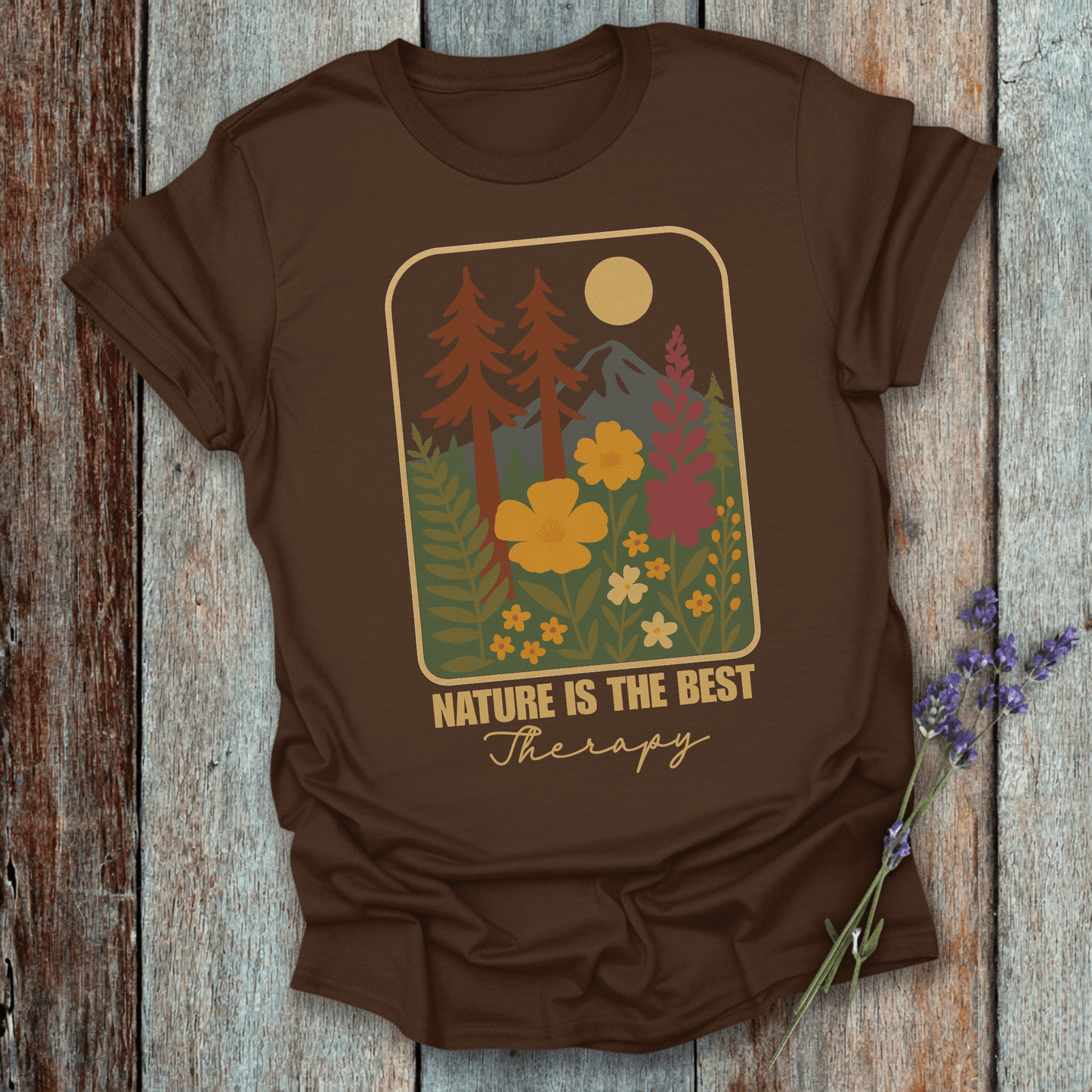 Printify T-Shirt Dark Chocolate / S Nature is my therapy