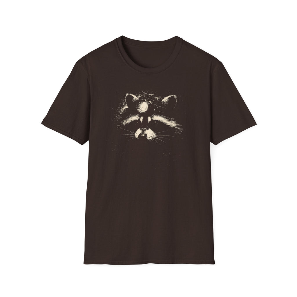 Printify T-Shirt Dark Chocolate / S Night Hike Raccoon