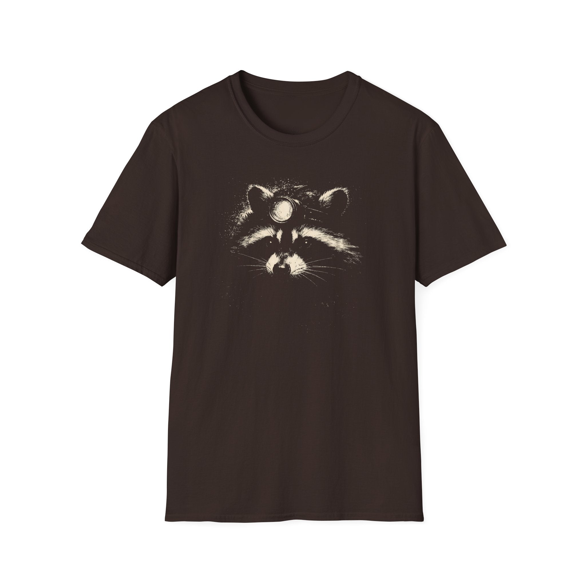 Printify T-Shirt Dark Chocolate / S Night Hike Raccoon