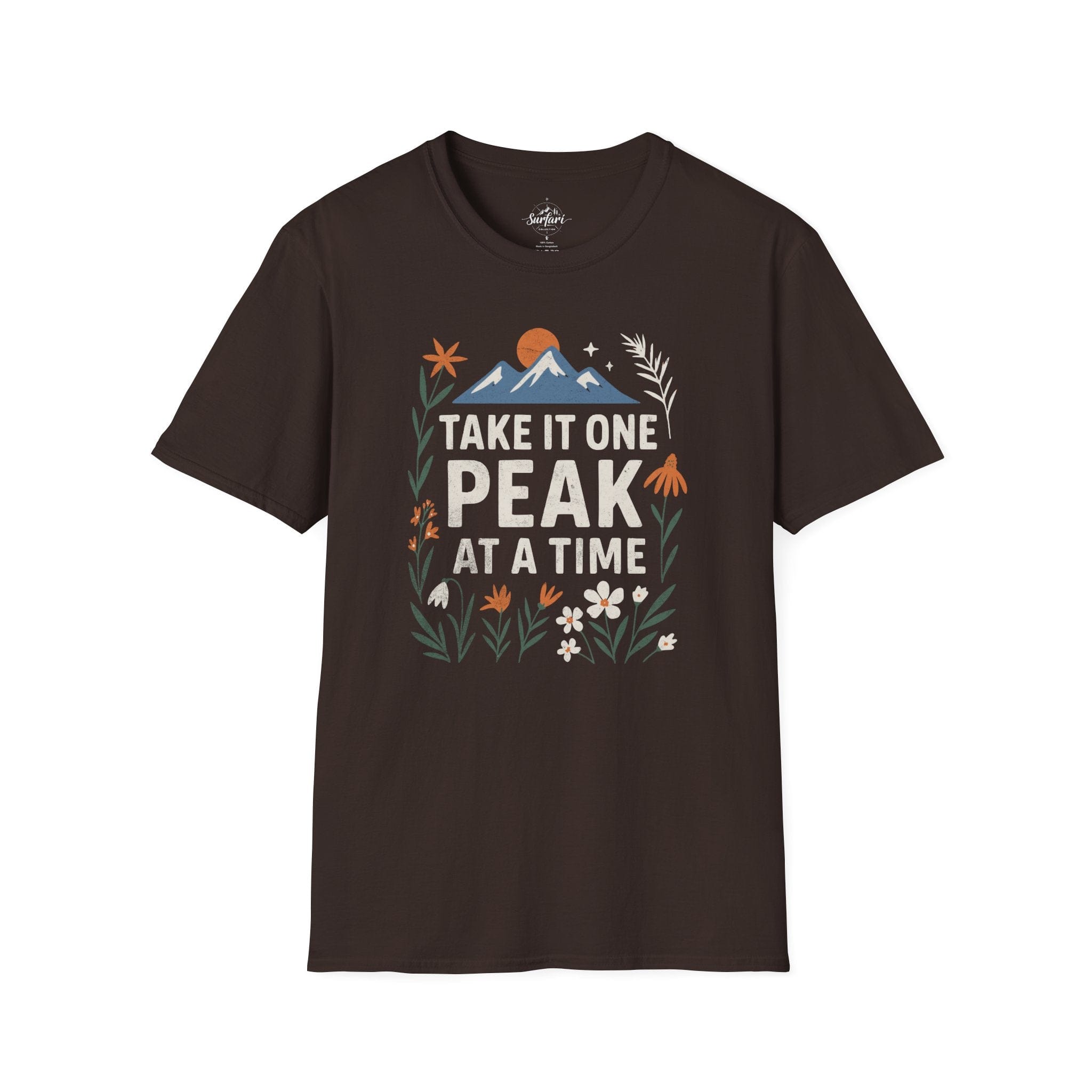 Printify T-Shirt Dark Chocolate / S One peak at a time